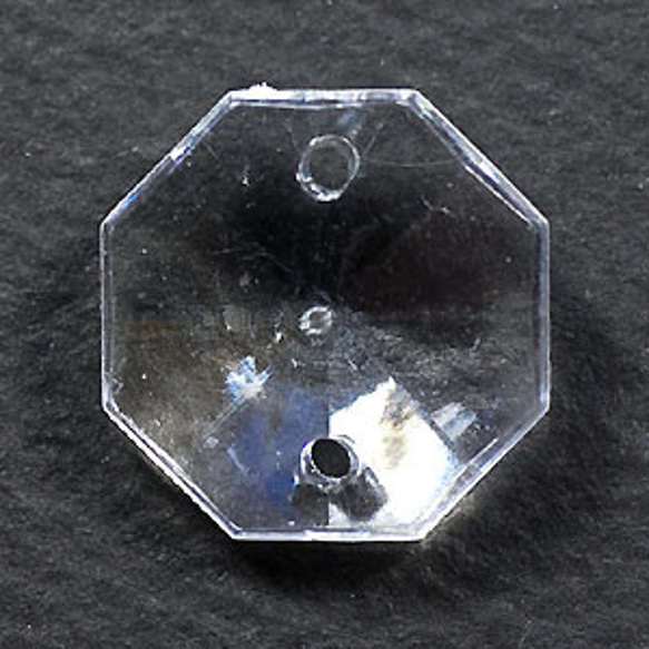 プラビーズ アクリル ビーズ オクタゴン 八角形 １８ｍｍ クリスタル 透明 １０コ入りサービスパック ２ホールタイプ 3枚目の画像