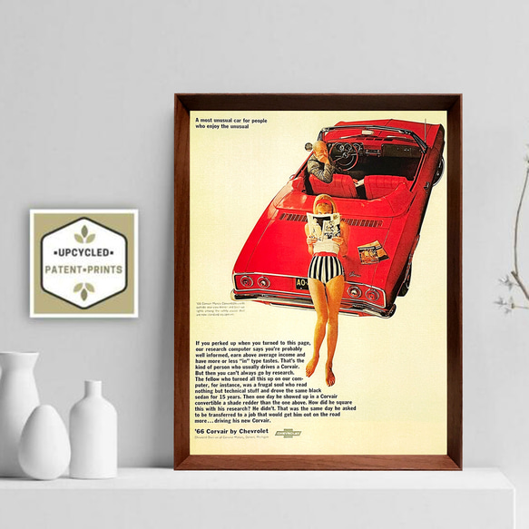 シボレー コルベア 1960年代 アメリカ ヴィンテージ 雑誌 広告 額付 ポスター 2枚目の画像