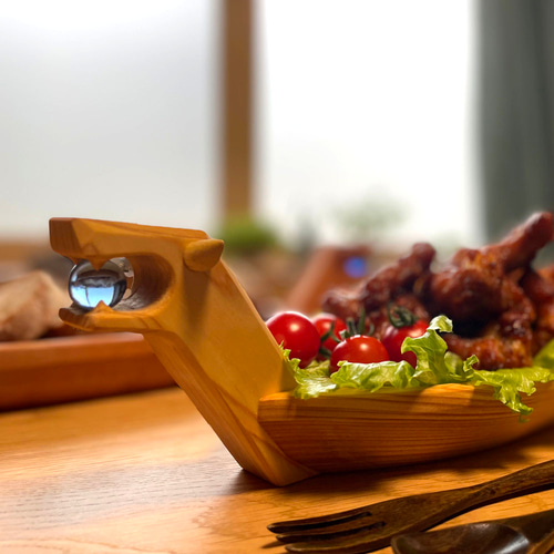木製 鯛の盛り付け皿 装飾品 海賊船 船盛 木製皿（ナチュラルカラー） 中皿 おじこじ制作室