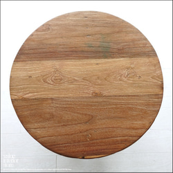 チーク無垢材 ヴィンテージサイドテーブルAnqbo18 丸テーブル 什器 コーヒーテーブル 一点物 再生家具 無垢材家具 7枚目の画像