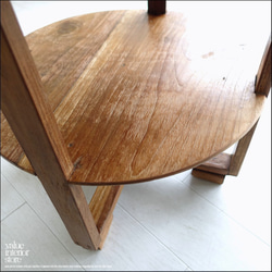 チーク無垢材 ヴィンテージサイドテーブルAnqbo18 丸テーブル 什器 コーヒーテーブル 一点物 再生家具 無垢材家具 6枚目の画像