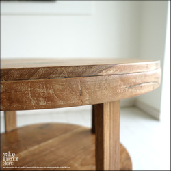 チーク無垢材 ヴィンテージサイドテーブルAnqbo18 丸テーブル 什器 コーヒーテーブル 一点物 再生家具 無垢材家具 3枚目の画像