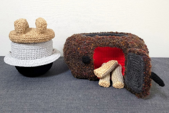 毛糸雑貨  かまど(おくどさん) & 羽釜土鍋  (置物, 小物入れ） 4枚目の画像