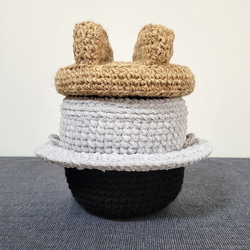 毛糸雑貨  かまど(おくどさん) & 羽釜土鍋  (置物, 小物入れ） 5枚目の画像