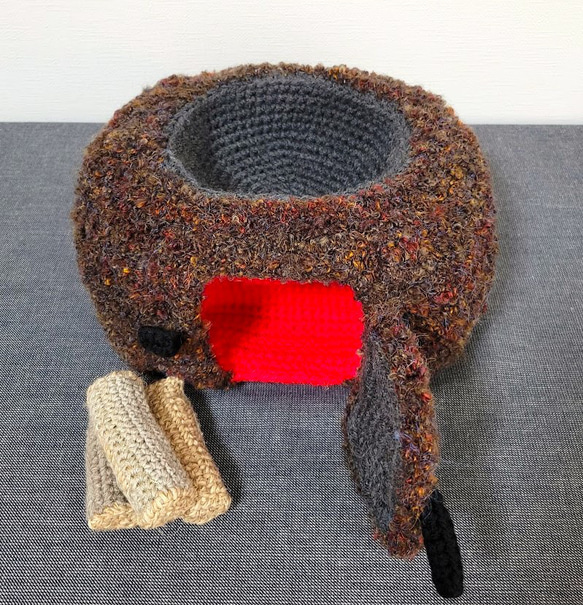 毛糸雑貨  かまど(おくどさん) & 羽釜土鍋  (置物, 小物入れ） 3枚目の画像