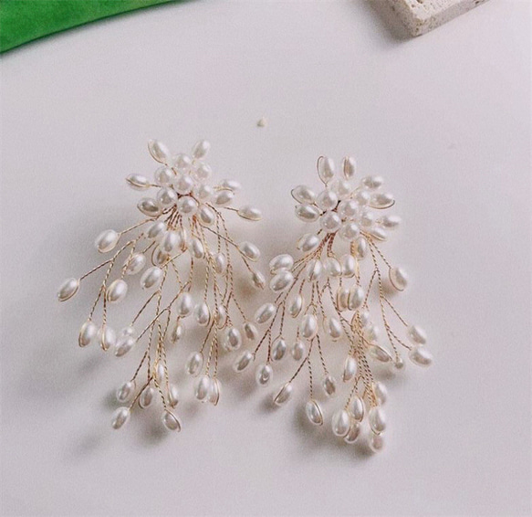 【Open記念送料無料】flower pearl design pierce(A5) 5枚目の画像