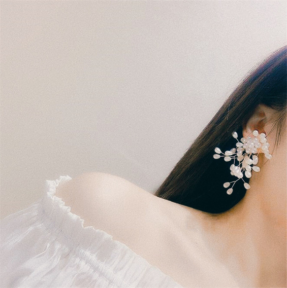 【Open記念送料無料】flower pearl design pierce(A5) 4枚目の画像