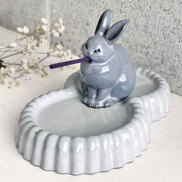 スズincense holder setウサギ 1枚目の画像