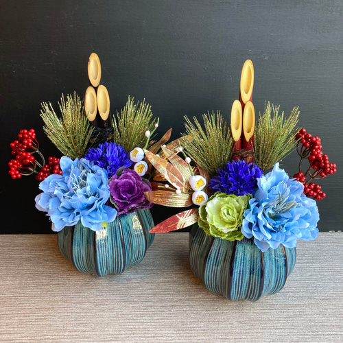 お正月飾り 数量限定【大人気】お正月 ミニ門松L ー大人ブルー お正月飾り