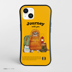 「Journey with you キャンパーのネコ」耐衝撃グリップiPhoneケース 1枚目の画像