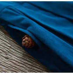 きれいめ色　コットンのVネックジャンパースカート　ポケット付き【春秋】ブルー 7枚目の画像