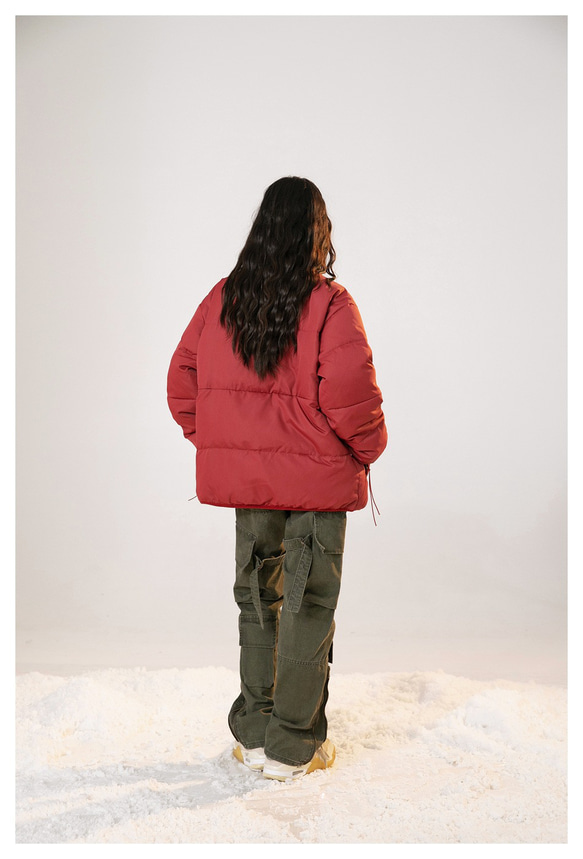 秋冬新品 ショートダウンジャケット メンズ スタンドカラー ユニセックス 厚手暖かいカップルコート レディース 8枚目の画像