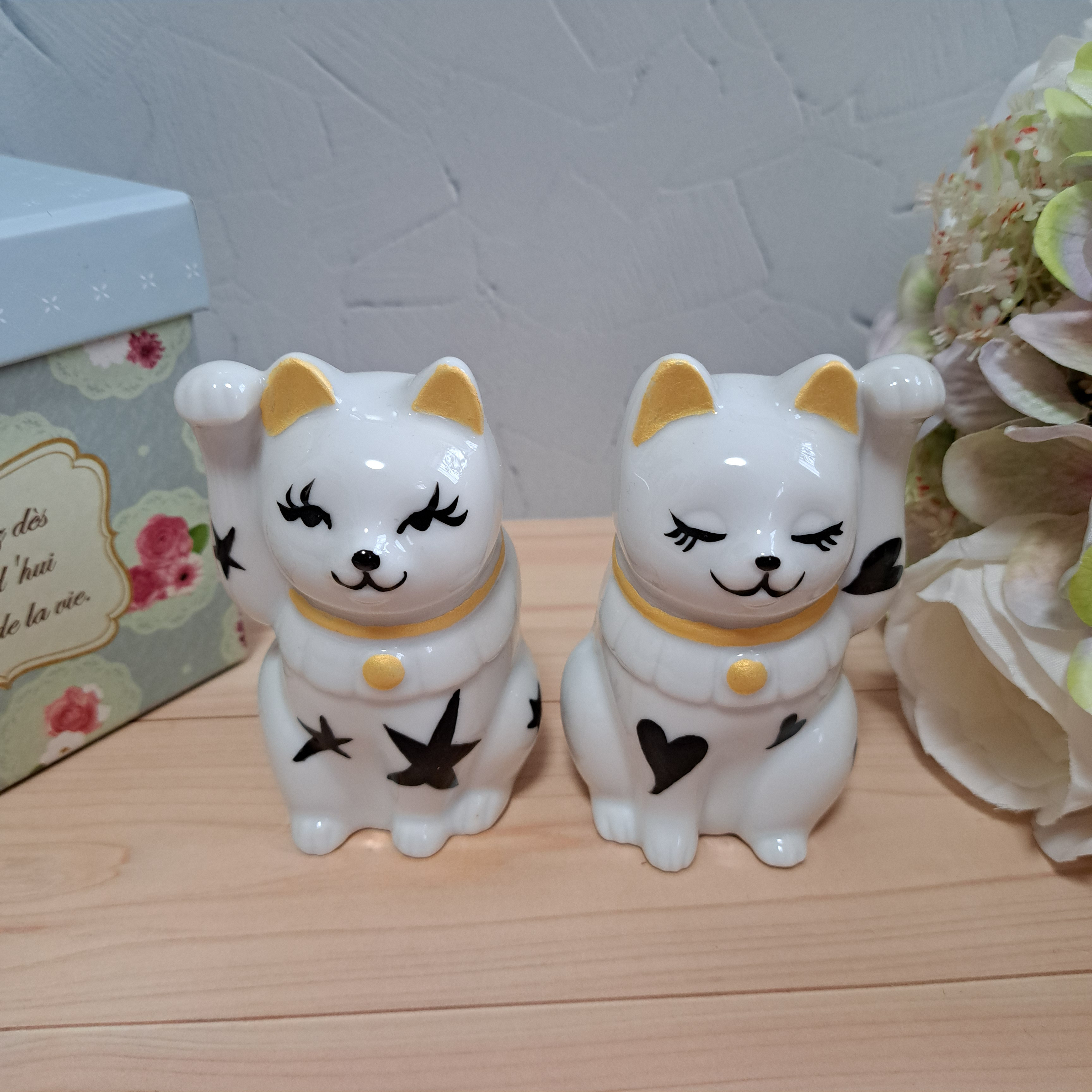 保障できる 招き猫　ペア　結婚祝い　新築祝い　ハンドメイド　ポーセラーツねこ　縁起物 その他