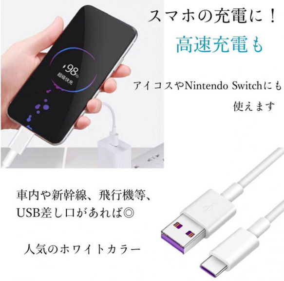 タイプC USB ケーブル 1m 5A超急速充電 任天堂スイッチ 2枚目の画像