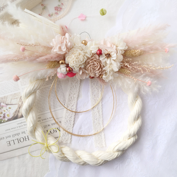 2way しめ縄リース ホワイトカラー しめ縄・しめ飾り Makana_flora  