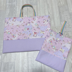 専用♡№443紫チェックユニコーン柄レッスンバックお着替え袋№442お着替え袋 ユニコーン レッスンバッグ のおすすめ人気通販｜Creema