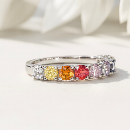 モアサナイト マルチカラーリング 3mm×10石｜12色から選べるオーダー