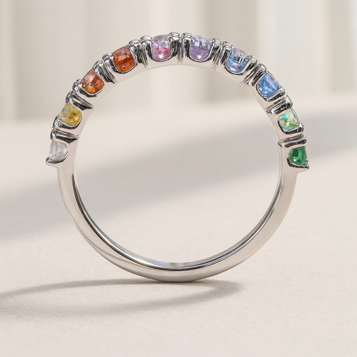 モアサナイト マルチカラーリング 3mm×10石｜12色から選べるオーダー