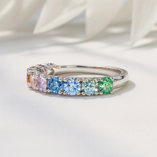 モアサナイト マルチカラーリング 3mm×10石｜12色から選べるオーダー