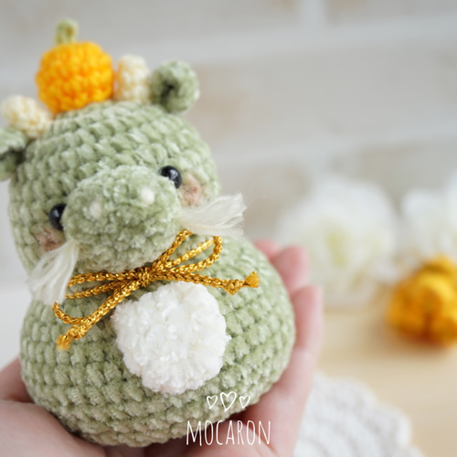 受注】干支［辰］タツ鏡餅 あみぐるみ飾り あみぐるみ mocaron 通販