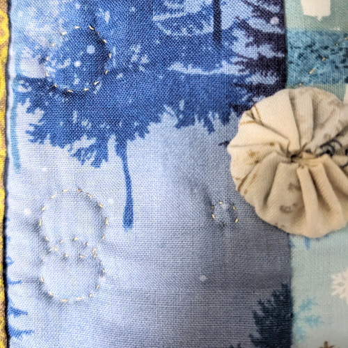 クリスマスのパッチワークキルトタペストリー☆灯り☆パッチ