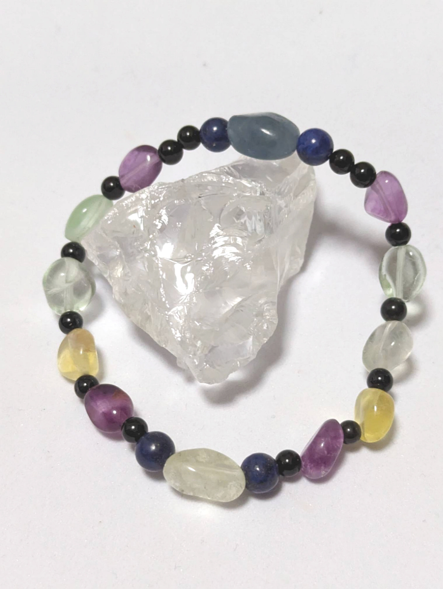 ★天然石ブレスレット　フローライト、ラピスラズリ、オニキスだけ使用