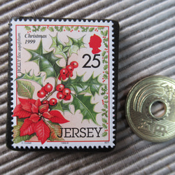 ジャージー島　クリスマス切手ブローチ9177 3枚目の画像