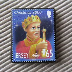 ジャージー島　クリスマス切手ブローチ9182 1枚目の画像