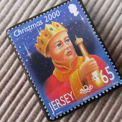 ジャージー島　クリスマス切手ブローチ9182 2枚目の画像