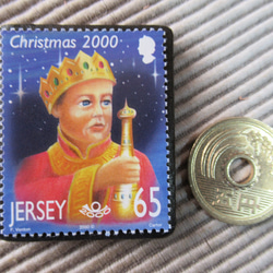ジャージー島　クリスマス切手ブローチ9182 3枚目の画像