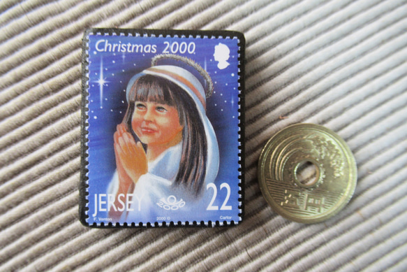 ジャージー島　クリスマス切手ブローチ9183 3枚目の画像