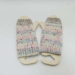 ◆毛糸で編んだハンドウォーマー　手袋◆　オフホワイト　no.13 1枚目の画像
