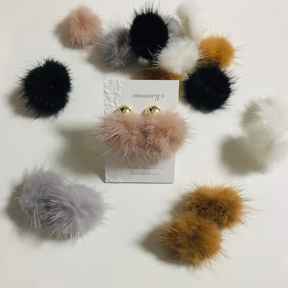 【ブラックフライデー対象商品】❁⃘*.ﾟ人気ふわもこミンクファーピアス／イヤリング 2枚目の画像
