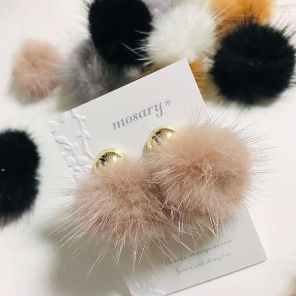 【ブラックフライデー対象商品】❁⃘*.ﾟ人気ふわもこミンクファーピアス／イヤリング 4枚目の画像
