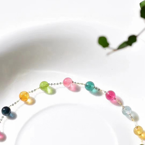 天然】トルマリン ブレスレット k18 5.7mm ブレスレット Worldstone  