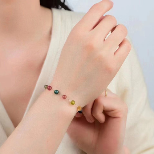 K18 トルマリン ブレスレット 天然】トルマリン ブレスレット k18 5.7mm ブレスレット