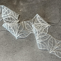 2m レーヨン オーガンジーレース 3枚葉脈柄 モチーフ 日本製 lace-No,180 8枚目の画像