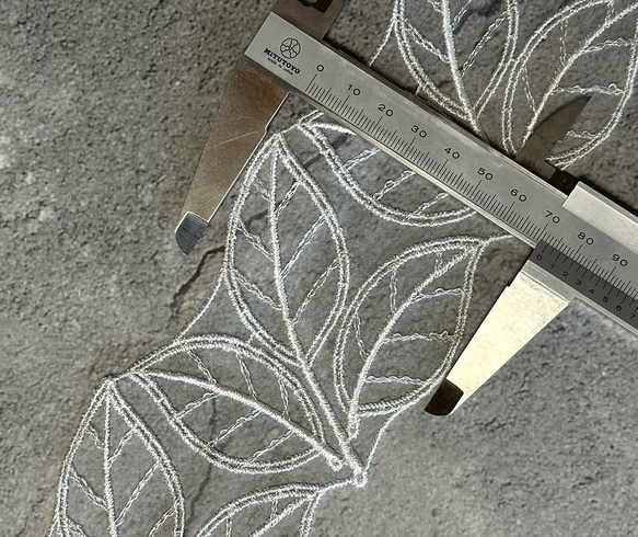 2m レーヨン オーガンジーレース 3枚葉脈柄 モチーフ 日本製 lace-No,180 3枚目の画像