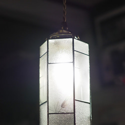 「昭和ガラスのペンダントランプ」吊り下げランプ　ステンドグラスランプ 5枚目の画像