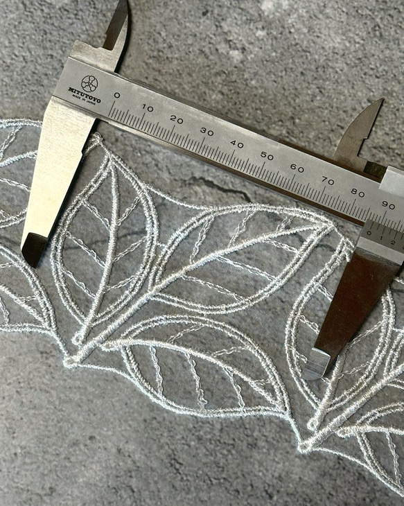 1m レーヨン オーガンジーレース 3枚葉脈柄 モチーフ 日本製 lace-No,180-1 8枚目の画像