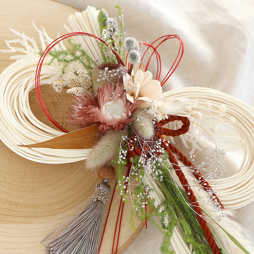 お正月飾り2026『ラタンベース・ふた輪流し』 しめ縄・しめ飾り