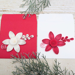 紅白が美しい✨お札二つ折りタイプポチ袋④ 2枚目の画像