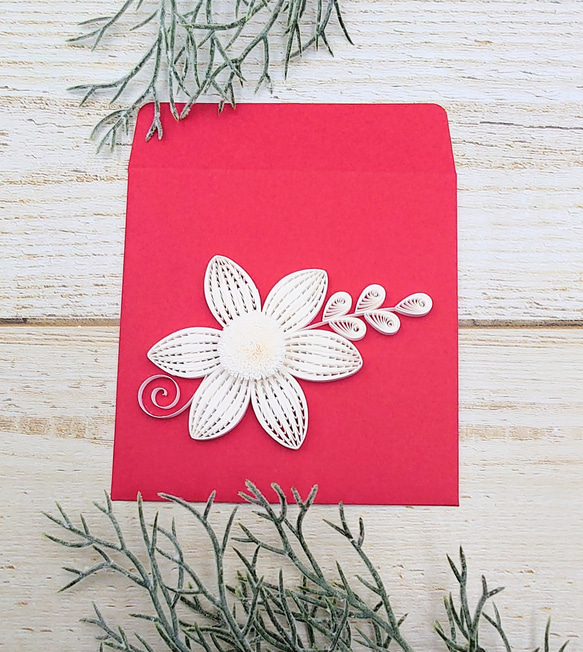 紅白が美しい✨お札二つ折りタイプポチ袋④ 3枚目の画像