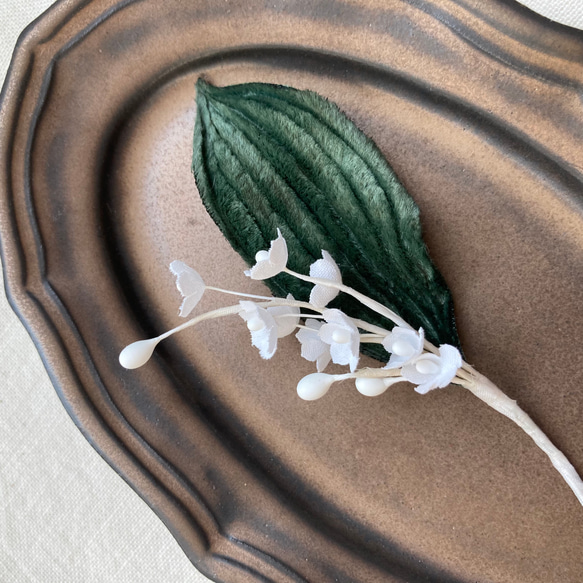 Lily of the valley brooch【white×Green】 2枚目の画像