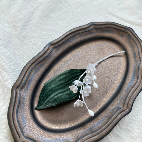 Lily of the valley brooch【white×Green】 4枚目の画像