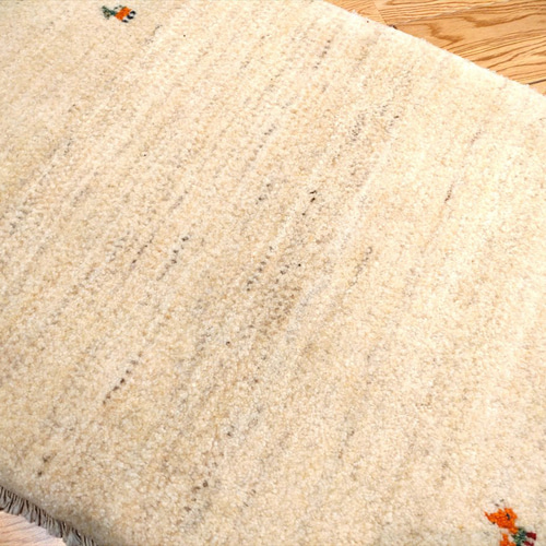 ペルシャギャッベ玄関小判型92×62アイボリー花瓶花