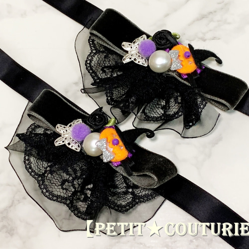 koko様オーダー用手編みトリミングチョーカー＊Halloween ＊ 韓国風チョーカー | トリミングチョーカー卸サイト【星印】