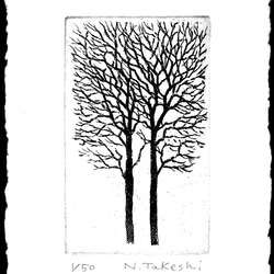 二本の樹・2023/銅版画（作品のみ） 2枚目の画像