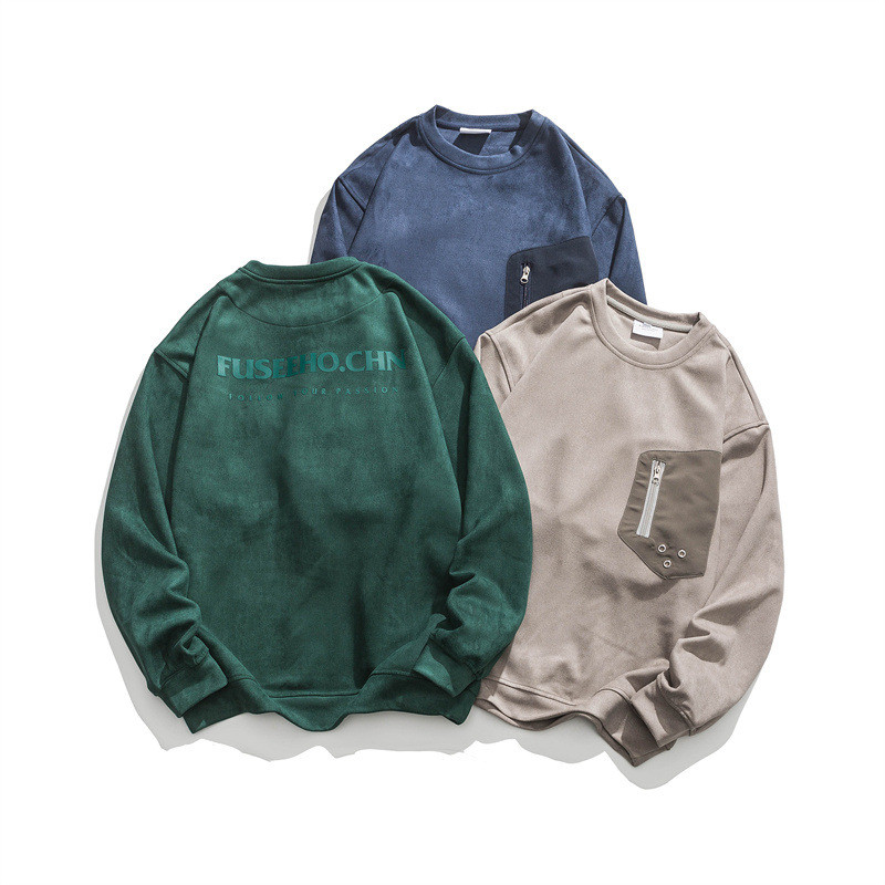 春の新制品、アメリカ風のスエード、ベルベットのパーカー、男女ゆったりとした丸い襟の上着  3カラー  20-1227