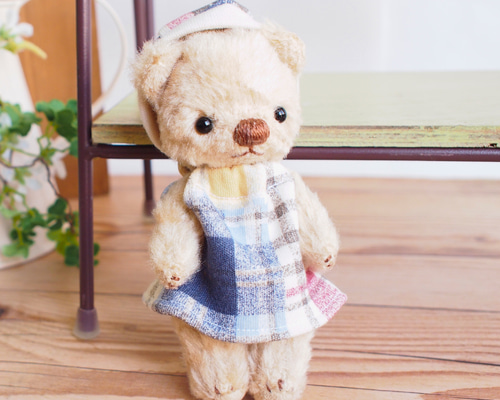 タータンくん    親ぐま クマ テディベア ハンドメイド 手縫いのぬいぐるみ タータンくん 親ぐま クマ テディベア ハンドメイド 手縫いの